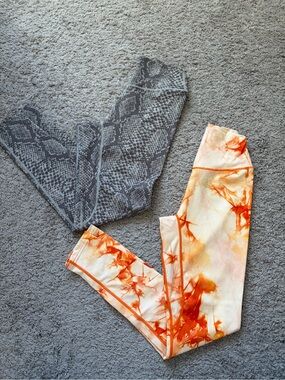 Balance Athletica Orange and Cream Tie-Dye Leggings
